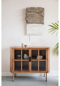 Vitrină în culoare naturală din lemn de arbore de cauciuc 100x80x38 cm Yaz – White Label