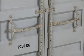 Bufet vintage, stil industrial, din metal, gri, cu 2 uși și rafturi deschise, decor de container maritim, 168 x 87 x 44 cm, „Cargo”