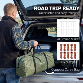 Outsunny Cort de camping pentru 3-4 persoane stabil 3000mm impermeabil cort de familie cu cameră de dormit antreu zonă de zi Verde | Aosom Romania