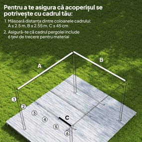 Outsunny Tettuccio di Ricambio per Gazebo 3x3 m con 10 Fori di Drenaggio Grigio | Aosom Romania