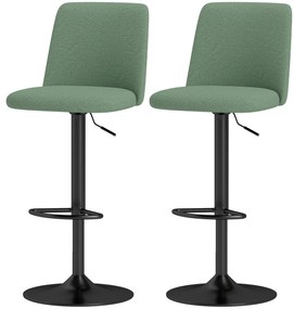 HOMCOM Lot de 2 taburete de bar pivotante căptușite cu înălțime reglabilă, cu spătar și suport pentru picioare, verde | Aosom Romania