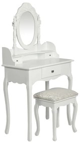 60558 vidaXL Masă de toaletă cu oglindă și taburet, alb