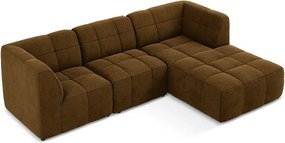 Colțar galben muștar cu tapițerie din catifea (cu colț pe partea dreaptă/cu șezlong) Aloha – Makamii