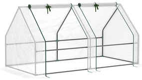 Outsunny Mini Seră Portabilă din PE pentru Grădină, cu Uși cu Fermoar și Acoperiș pentru Protecție UV/Apă, 180x90x90 cm, Alb | Aosom Romania