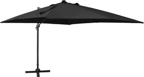 vidaXL Umbrelă în consolă cu stâlp și LED-uri, negru, 300 cm