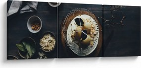 Tablou cu desert pe masă (cu ceas) (90x30 cm)