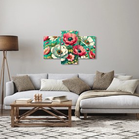 Tablou - Flori pe fundal albastru (90x60 cm)