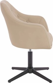 HR831CROSS Scaun Crem Piele Ecologica Premium Soft cu Bază Neagră