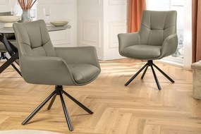 Set de 2 scaune pivotante SIGNATURE piele naturala taupe