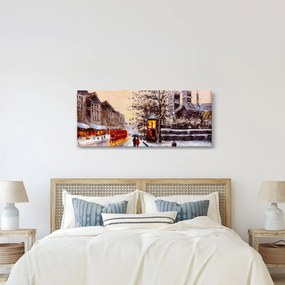 Tablou - Pictură oraș iarna (120x50 cm)
