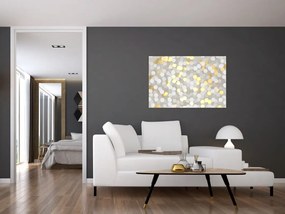 Tablou - Hexagoane alb - auriu (90x60 cm)