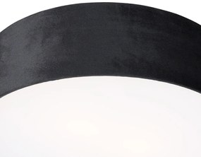 Plafoniera neagra 40 cm cu interior auriu - Drum