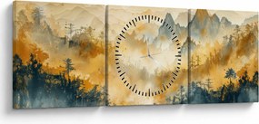 Tablou - Munți, acuarelă (cu ceas) (90x30 cm)