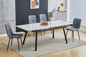 Masa extensibila John Ceramica marmura alba/negru mat - L120-180 cm