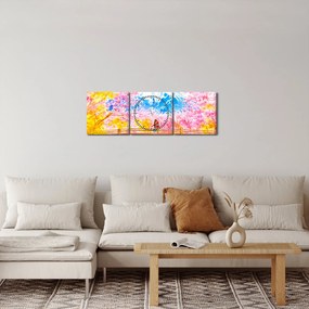 Tablou - Cuplu pictat, acuarelă (cu ceas) (90x30 cm)