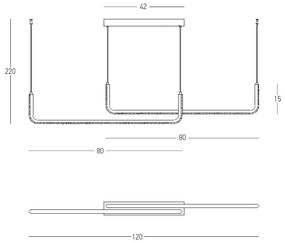 Lustra LED design liniar Eletra negru, L-120cm