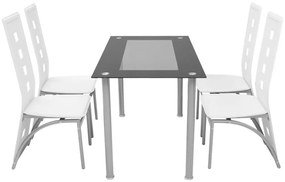 242909 vidaXL Set masă cu scaune, 5 piese, alb