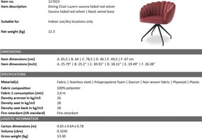 Scaun pivotant design elegant LUX Luzern, Savona faded red