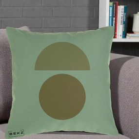 Perna Decorativa Geometric Minimalist Auriu, 40x40 cm, Verde, Husa Detasabila, Perna Inclusa, BEKZ®