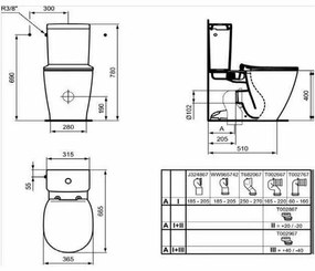 Vas wc pe pardoseala BTW Ideal Standard Connect AquaBlade pentru rezervor asezat