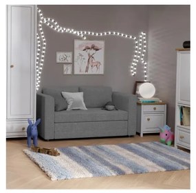 Canapea extensibilă tapițată cu 2 locuri și cotiere LAYLA, gri