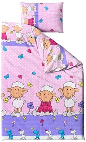 Lenjerie de pat creponata pentru patut OITE roz Dimensiune lenjerie de pat: 45 x 65 cm | 90 x 135 cm