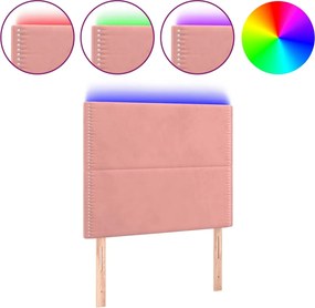 vidaXL Tăblie de pat cu LED, roz, 80x5x118/128 cm, catifea