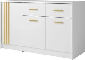 Comoda CANADA CD25, alb/auriu, PAL laminat, 150x42x94 cm
