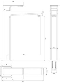 Baterie de lavoar OMNIRES PM7412BL PARMA 27,3 cm negru mat