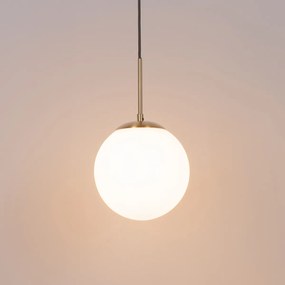 Lampă suspendată Art Deco aurie cu sticlă opal, incl. adaptor șină alb, monofazată - Iconic Flore