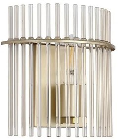 Aplica de perete metal auriu, tije din sticla Swizzle