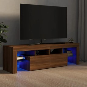 822643 vidaXL Comodă TV cu lumini LED, stejar maro, 140x36,5x40 cm