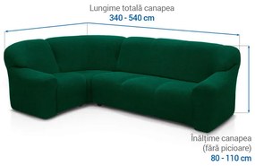 Huse super elastice HARMONIA verzi colțar (l. 340 - 540 cm)