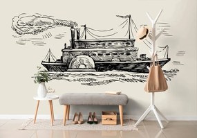 Tapet autoadeziv navă spectaculoasă în design retro
