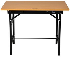 HOMCOM Masa de lucru pliabila cu rigla rapotor cadru din otel rezistent galben negru Sarcina maxima 100kg 100 x 60 x 75.5 cm