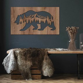 DUBLEZ | Tablou din lemn pentru perete - Ursul și munții