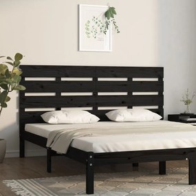 Tablie de pat, negru, 200x3x80 cm, lemn masiv de pin 1, Negru, 200 x 3 x 80 cm