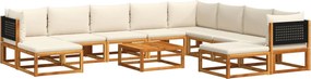 vidaXL Set canapele de grădină cu 11 piese și perne, lemn de salcâm și ratan