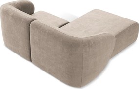 Colțar maro deschis cu tapițerie din chenille (cu colț pe partea stângă/cu șezlong) Lani – Makamii