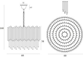 Lustră pe lanț MAXLIGHT P0284 VOGUE 12xE14/40W/230V d. 60 cm auriu