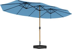 Outsunny Umbrelă de grădină dublă 5 x 3 m umbrelă de exterior cu bază inclusă, manivelă, protecție UV, albastru | Aosom Romania
