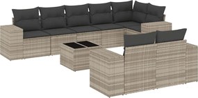 vidaXL Set canapele de grădină cu perne, 9 piese gri deschis poliratan
