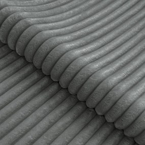 Colțar gri cu tapițerie din catifea reiată (cu colț pe partea dreaptă/în formă de ”L”) Marbeya – Ropez