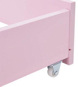 Patut Marli 90 x 200 cm cu 2 sertare si grilaj sipci - roz