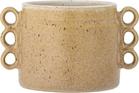 Ghiveci din ceramică, maro, decorat manual cu mici bucle laterale, glazură reactivă, 12 x 15 cm, „Souri”