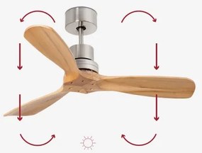 Ventilator de tavan FARO 33509DC MINI LANTAU crom/lemn d. 107 cm + telecomandă