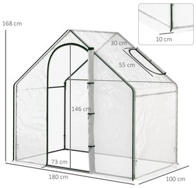 Outsunny Seră de Grădină Balcon terasă Seră pentru roșii 1,8 lungime x 1 lățime x 1,68 înălțime m Oțel plastic impermeabil Transparent Verde | Aosom Romania