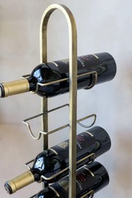 Suport pentru sticle de vin vintage, alamă antichizată, 6 brațe, 24×13×82 cm, „Vigneron"