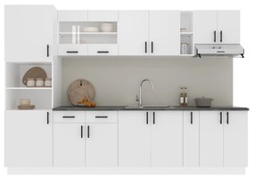 Set Bucatarie Karo V26, Alb, Blat Thermo 28 mm, L 300 cm