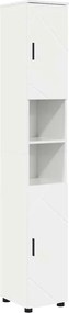 vidaXL Dulap de Baie Alb lucios 30 x 35 x 192 cm Lemn compozit & Metal